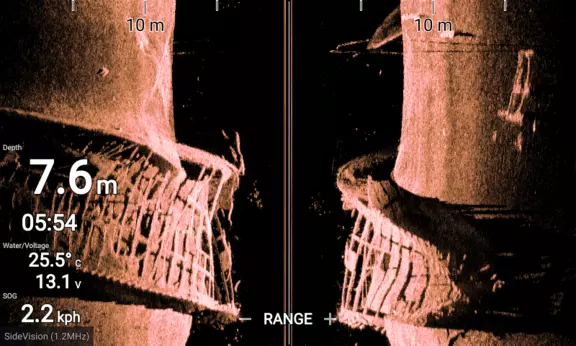 Herstellerbeispiel einer Struktur im SideVision-Bild bei 1,2 MHz