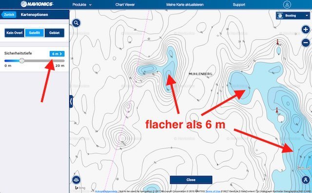 Die Thermokline sichtbar machen mit den Gewässerkarten der Navionics Webapp.