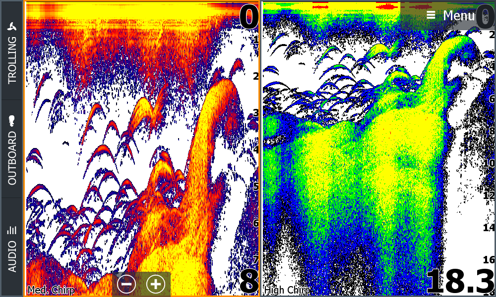 Lowrance HDS Carbon dual CHIRP Echolotbild