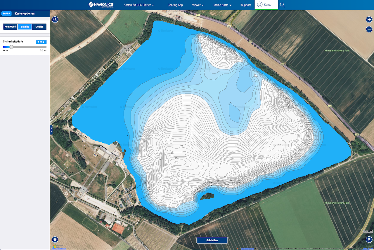 Karpfen angeln im Frühjahr - Tiefenkarte - Zülpicher See - Navionics (Garmin)